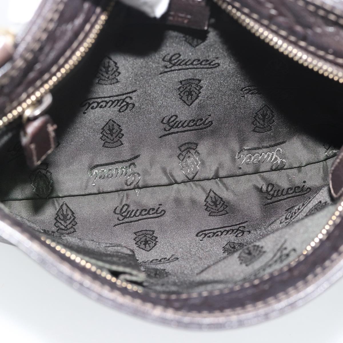GUCCI GG Canvas Guccissima Bag Leather Dark Brown Gold 201538 Auth 190855