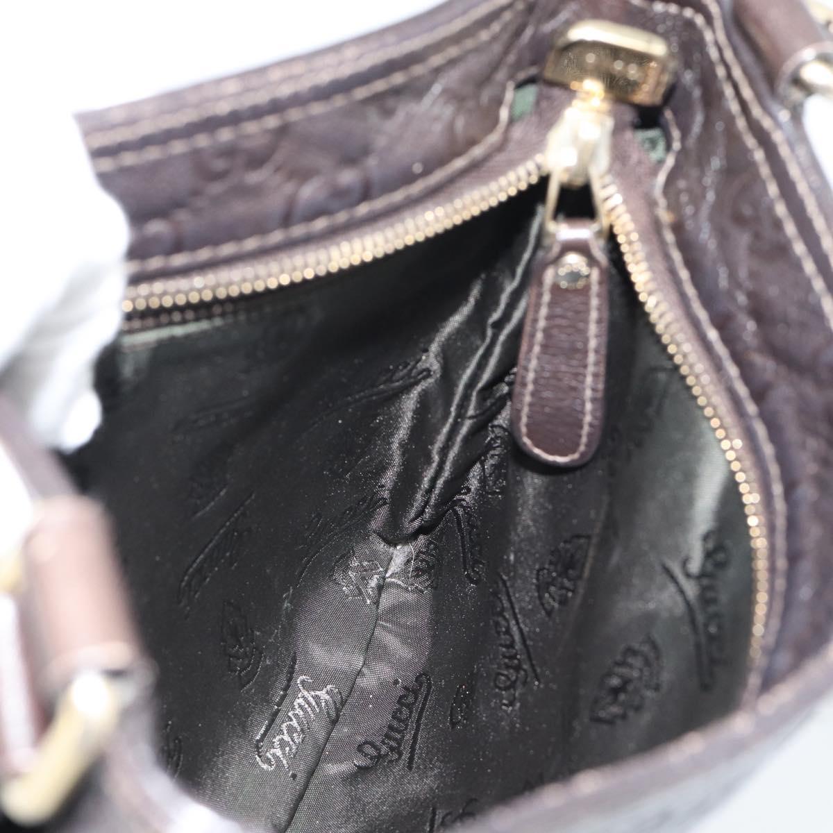 GUCCI GG Canvas Guccissima Bag Leather Dark Brown Gold 201538 Auth 190855