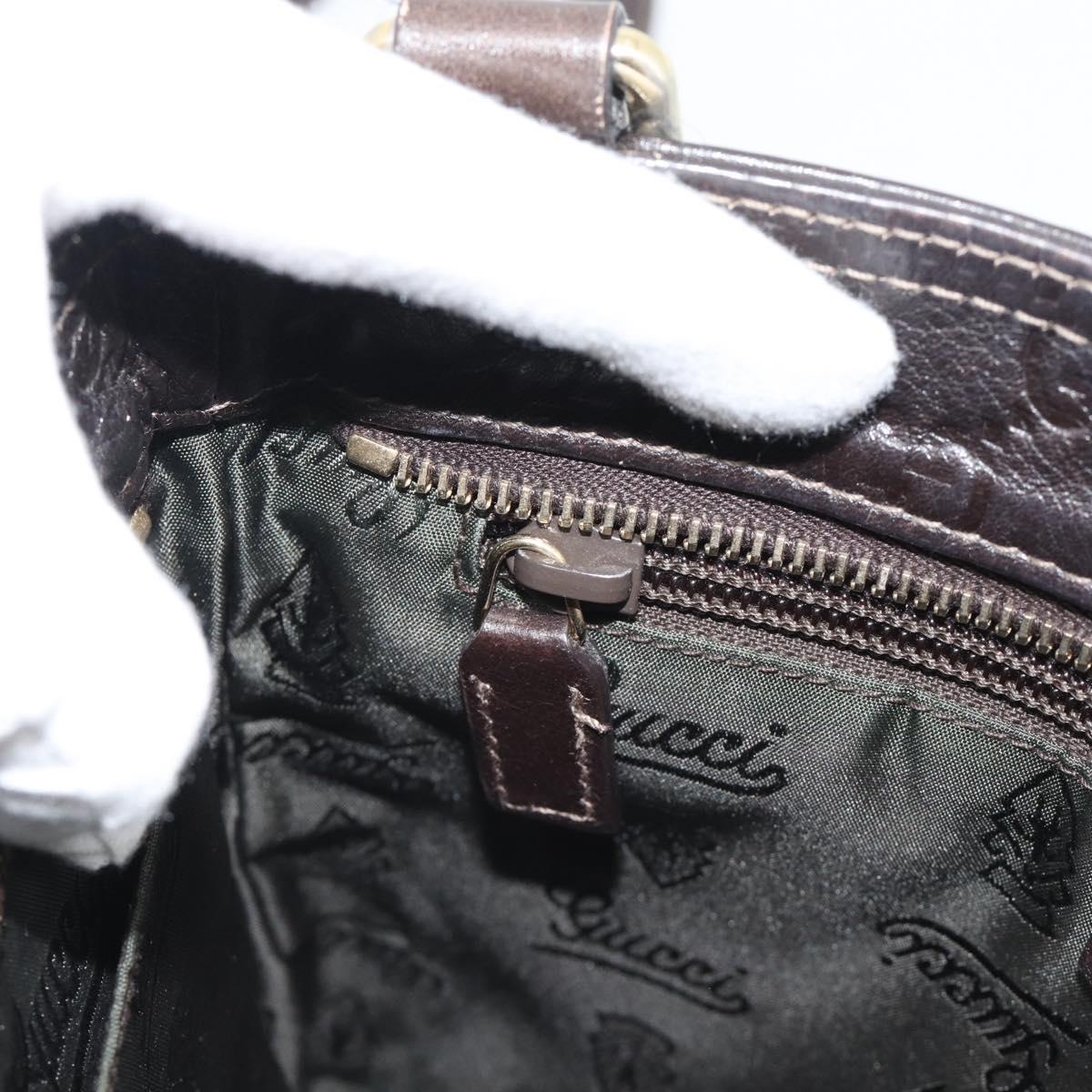 GUCCI GG Canvas Guccissima Bag Leather Dark Brown Gold 201538 Auth 190855