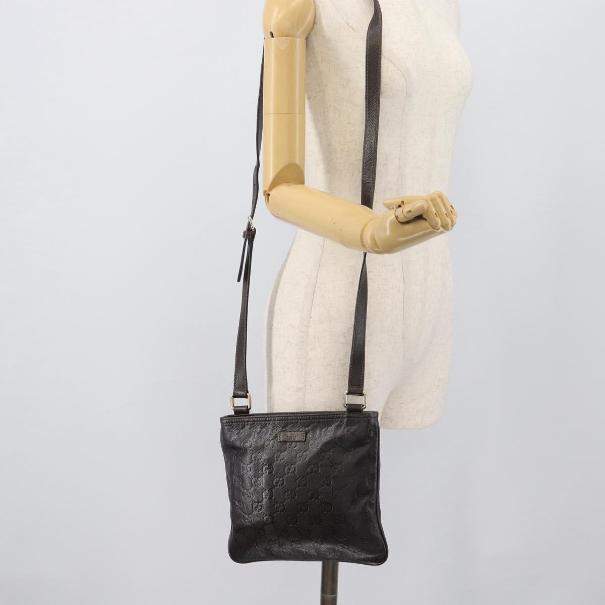 GUCCI GG Canvas Guccissima Bag Leather Dark Brown Gold 201538 Auth 190855