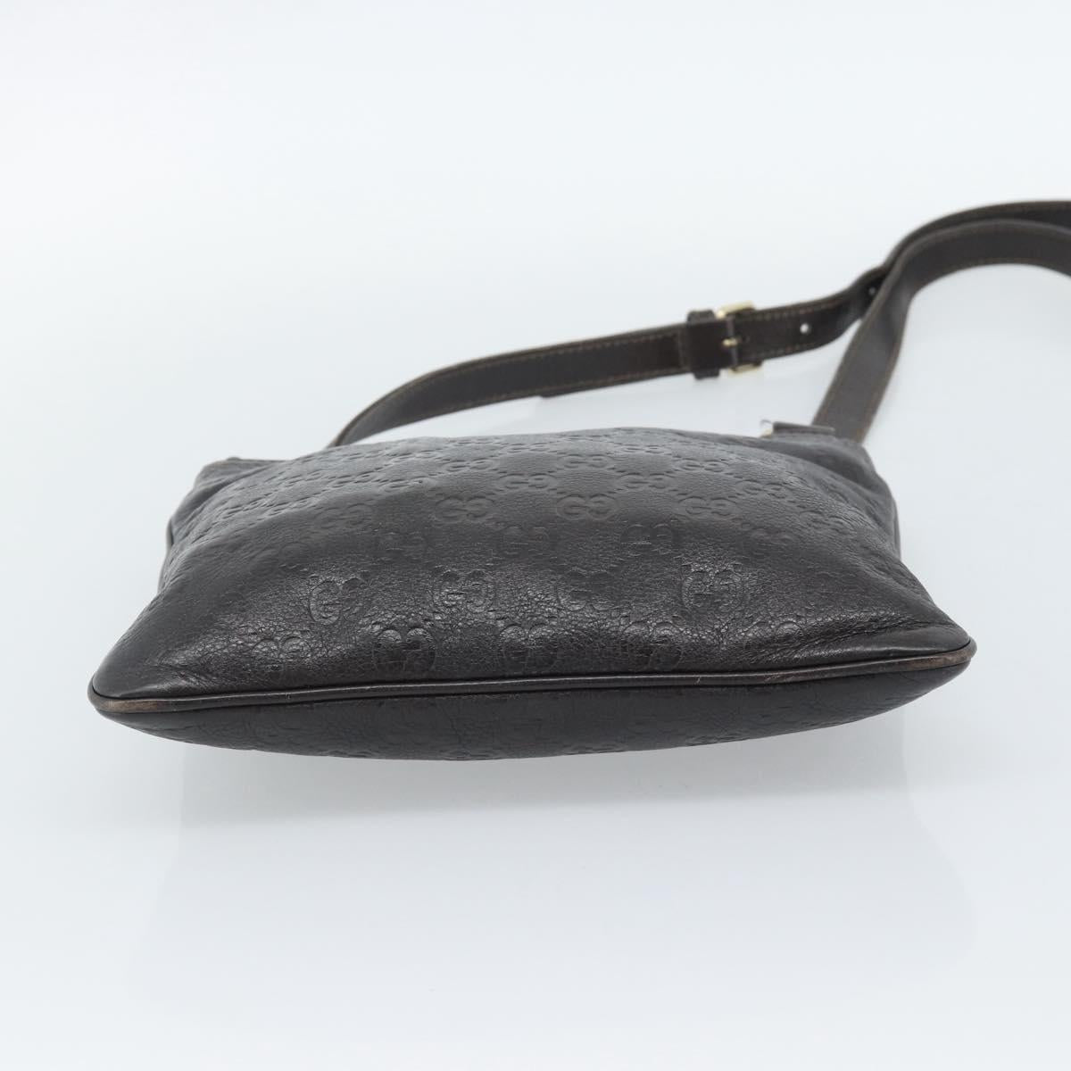 GUCCI GG Canvas Guccissima Bag Leather Dark Brown Gold 201538 Auth 190855