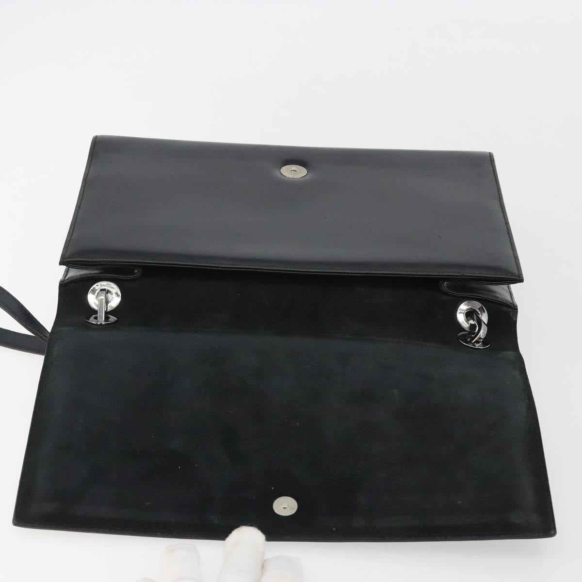 GUCCI Shoulder Bag Patent Leather Black Silver 001 2033 Auth 190856