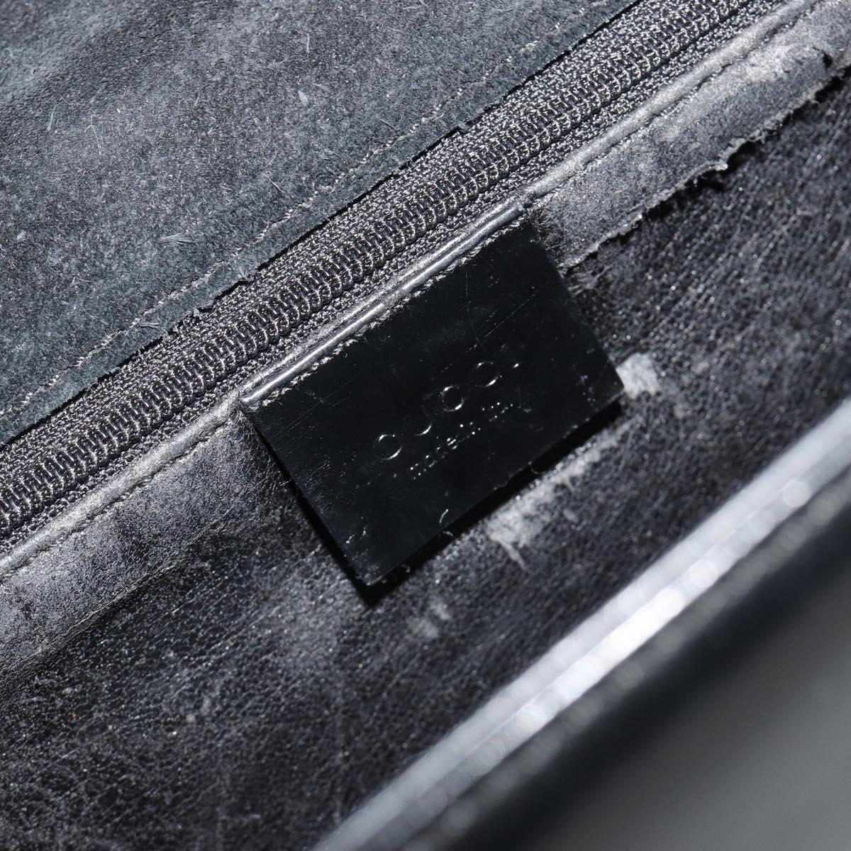 GUCCI Shoulder Bag Patent Leather Black Silver 001 2033 Auth 190856