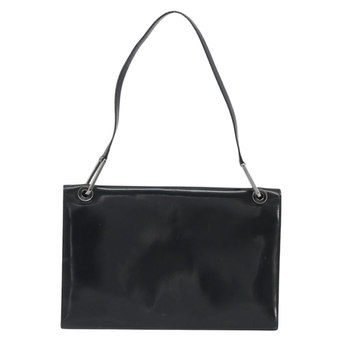 GUCCI Shoulder Bag Patent Leather Black Silver 001 2033 Auth 190856