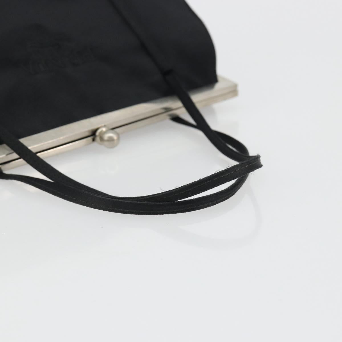 PRADA Hand Bag Satin Black Silver Auth 190858