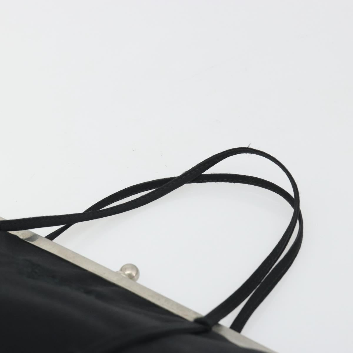 PRADA Hand Bag Satin Black Silver Auth 190858