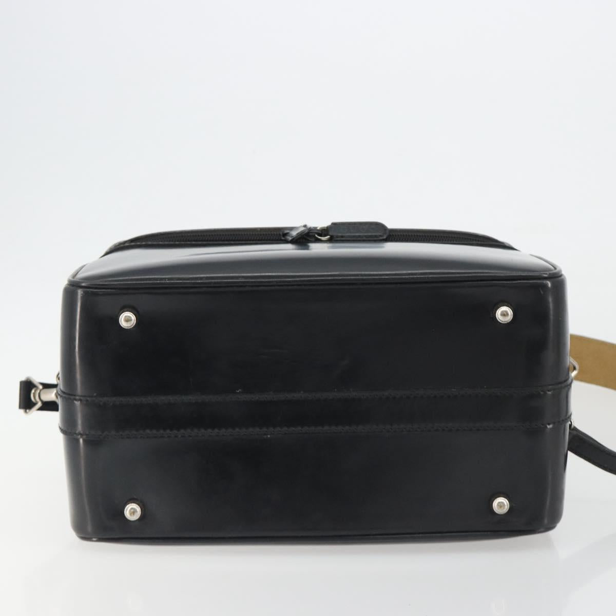 GUCCI Bamboo Hand Bag Patent Leather 2way Black Silver 013 122 2491 Auth 190862