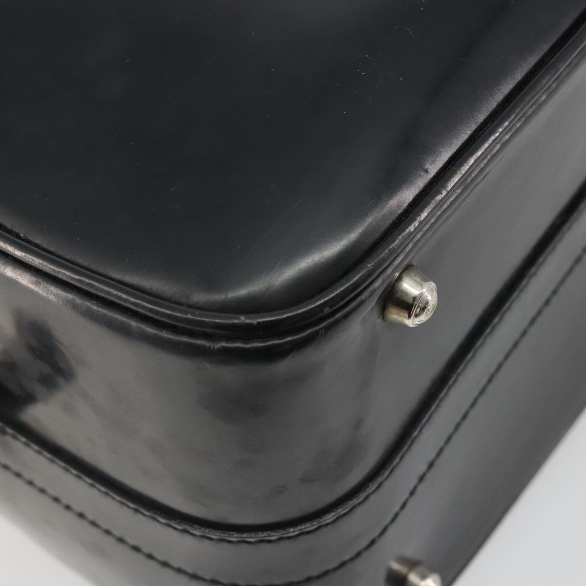 GUCCI Bamboo Hand Bag Patent Leather 2way Black Silver 013 122 2491 Auth 190862