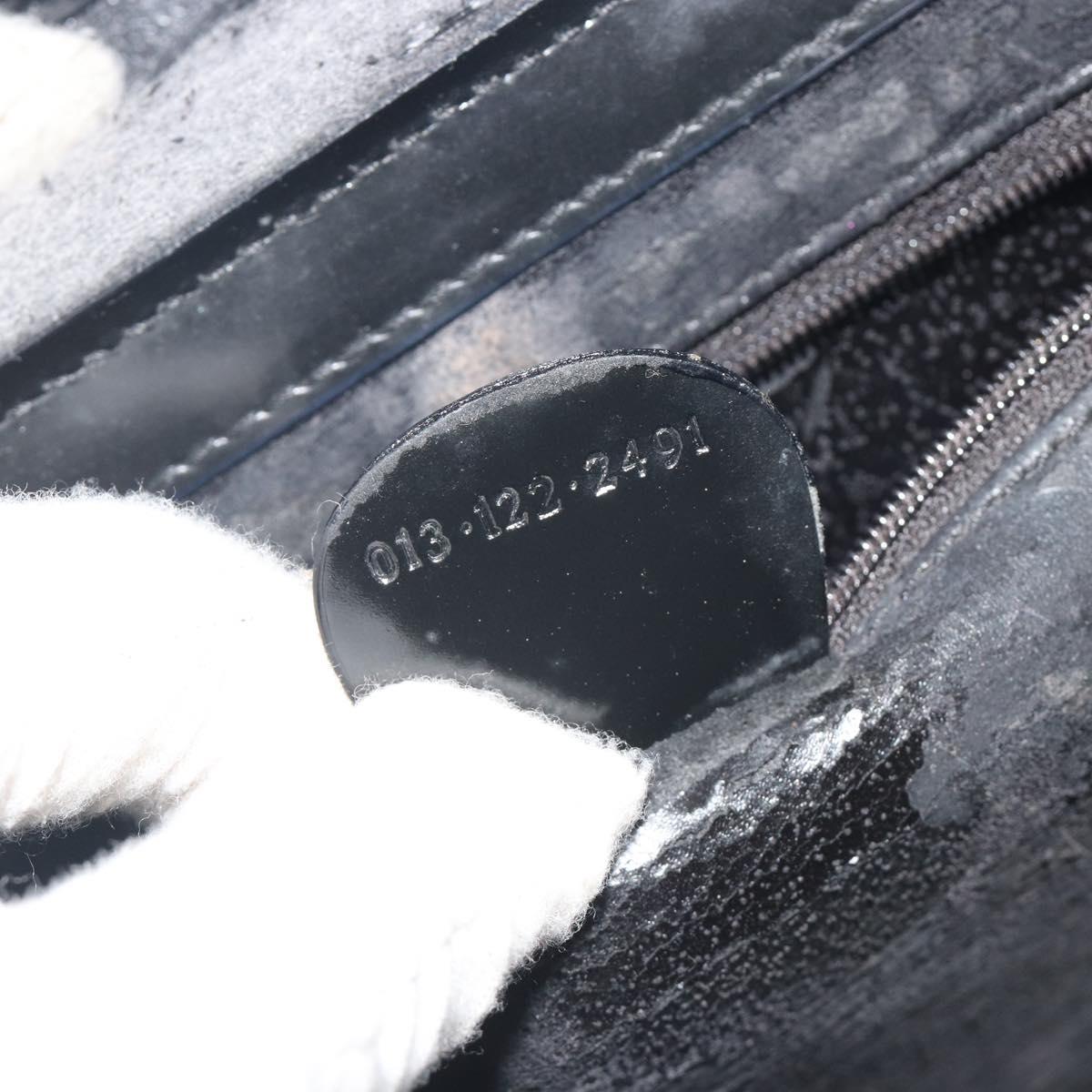 GUCCI Bamboo Hand Bag Patent Leather 2way Black Silver 013 122 2491 Auth 190862