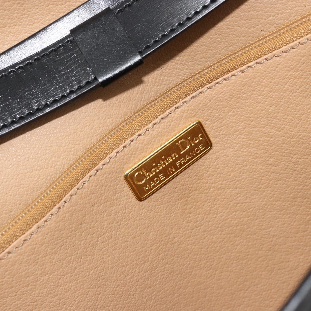 Christian Dior Trotter Canvas Shoulder Bag PVC Black Gold Auth 190867A