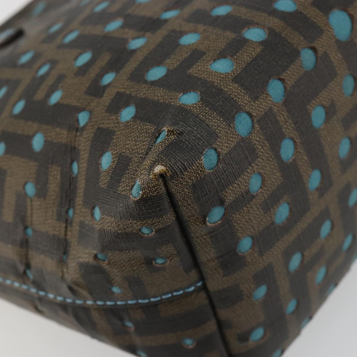 FENDI Zucca Canvas Hand Bag PVC Black Brown Auth 190868
