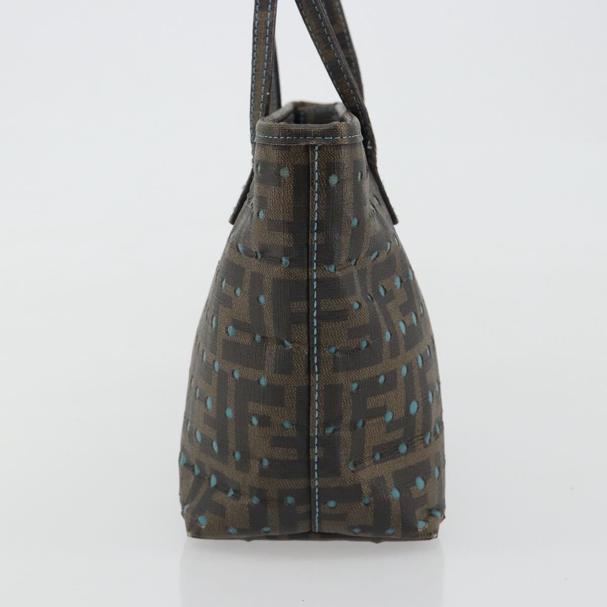 FENDI Zucca Canvas Hand Bag PVC Black Brown Auth 190868