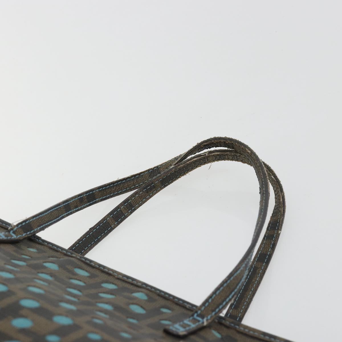 FENDI Zucca Canvas Hand Bag PVC Black Brown Auth 190868