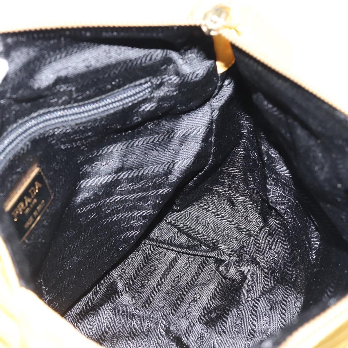 PRADA Chain Shoulder Bag Nylon Yellow Gold Auth 190869A