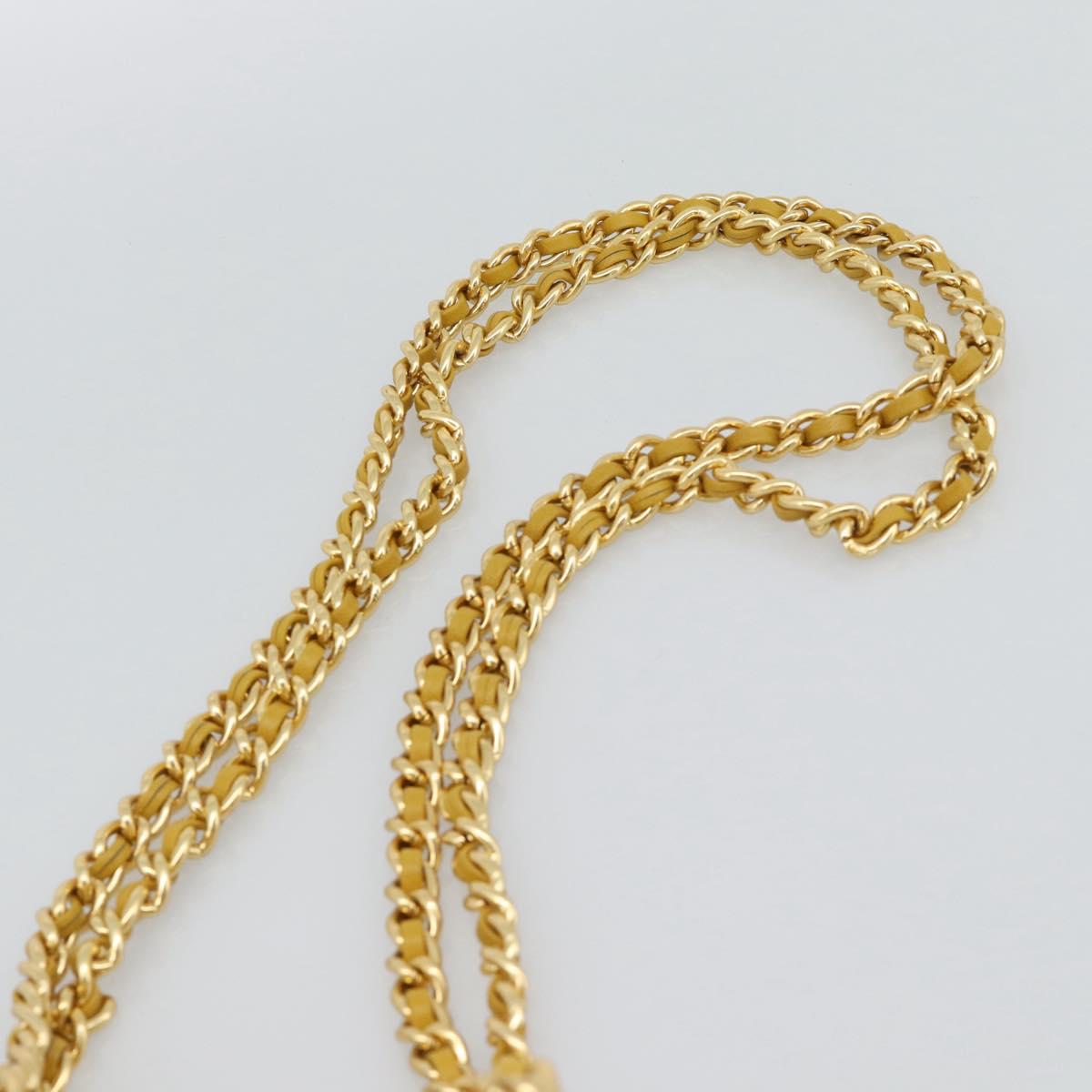 PRADA Chain Shoulder Bag Nylon Yellow Gold Auth 190869A