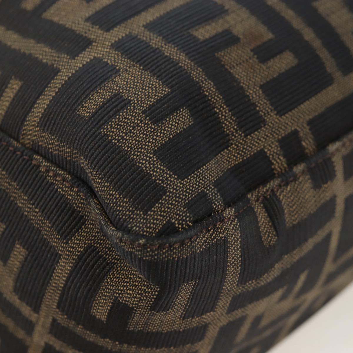 FENDI Zucca Canvas Mamma Baguette Tote Bag Brown Black Auth 190870SAV
