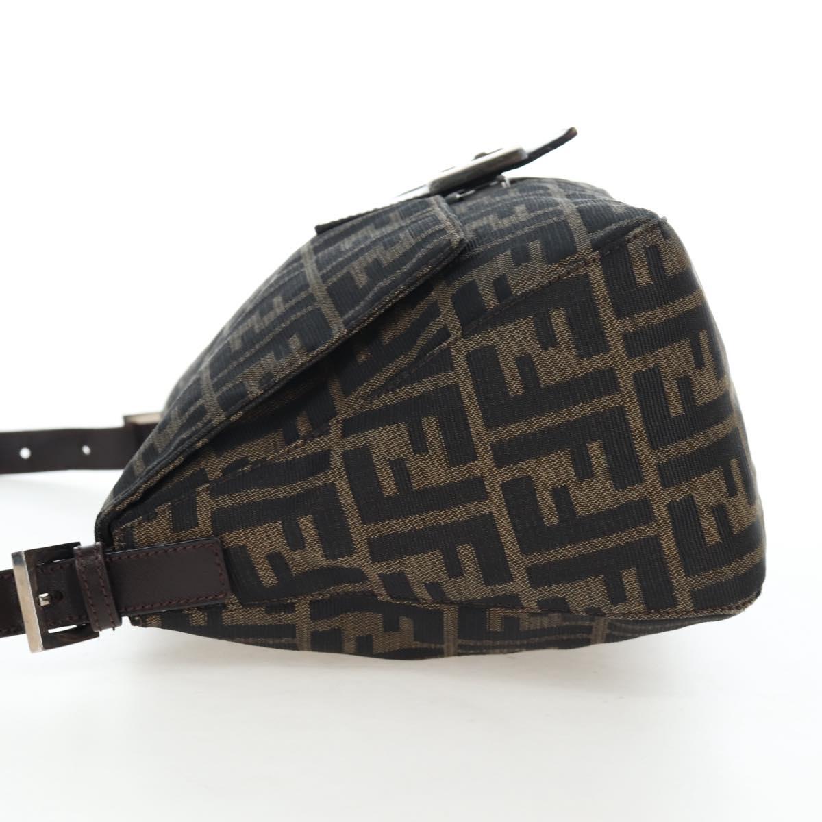 FENDI Zucca Canvas Mamma Baguette Tote Bag Brown Black Auth 190870SAV