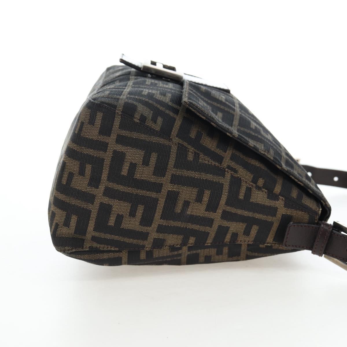 FENDI Zucca Canvas Mamma Baguette Tote Bag Brown Black Auth 190870SAV