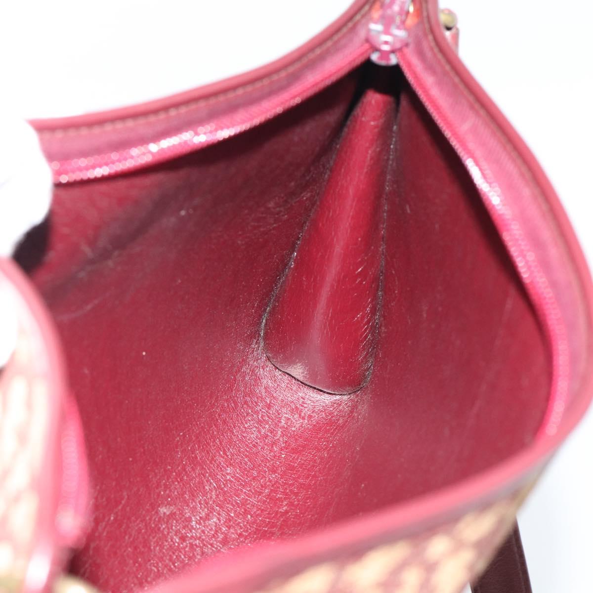 Christian Dior Trotter Canvas Shoulder Bag Red Gold Auth 190877A