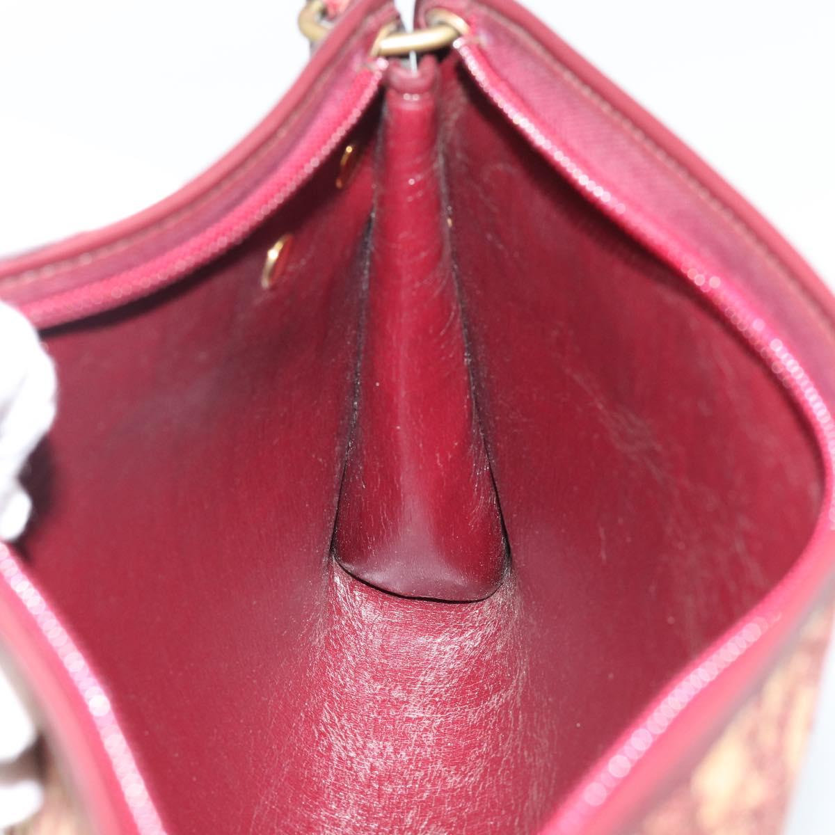 Christian Dior Trotter Canvas Shoulder Bag Red Gold Auth 190877A