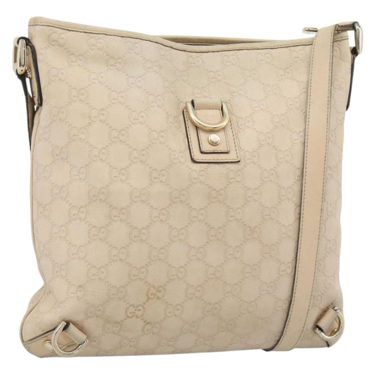 GUCCI GG Canvas Guccissima Shoulder Bag Leather Ivory Gold 131326 Auth 190878