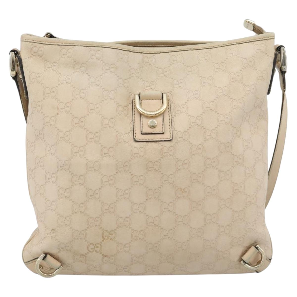 GUCCI GG Canvas Guccissima Shoulder Bag Leather Ivory Gold 131326 Auth 190878