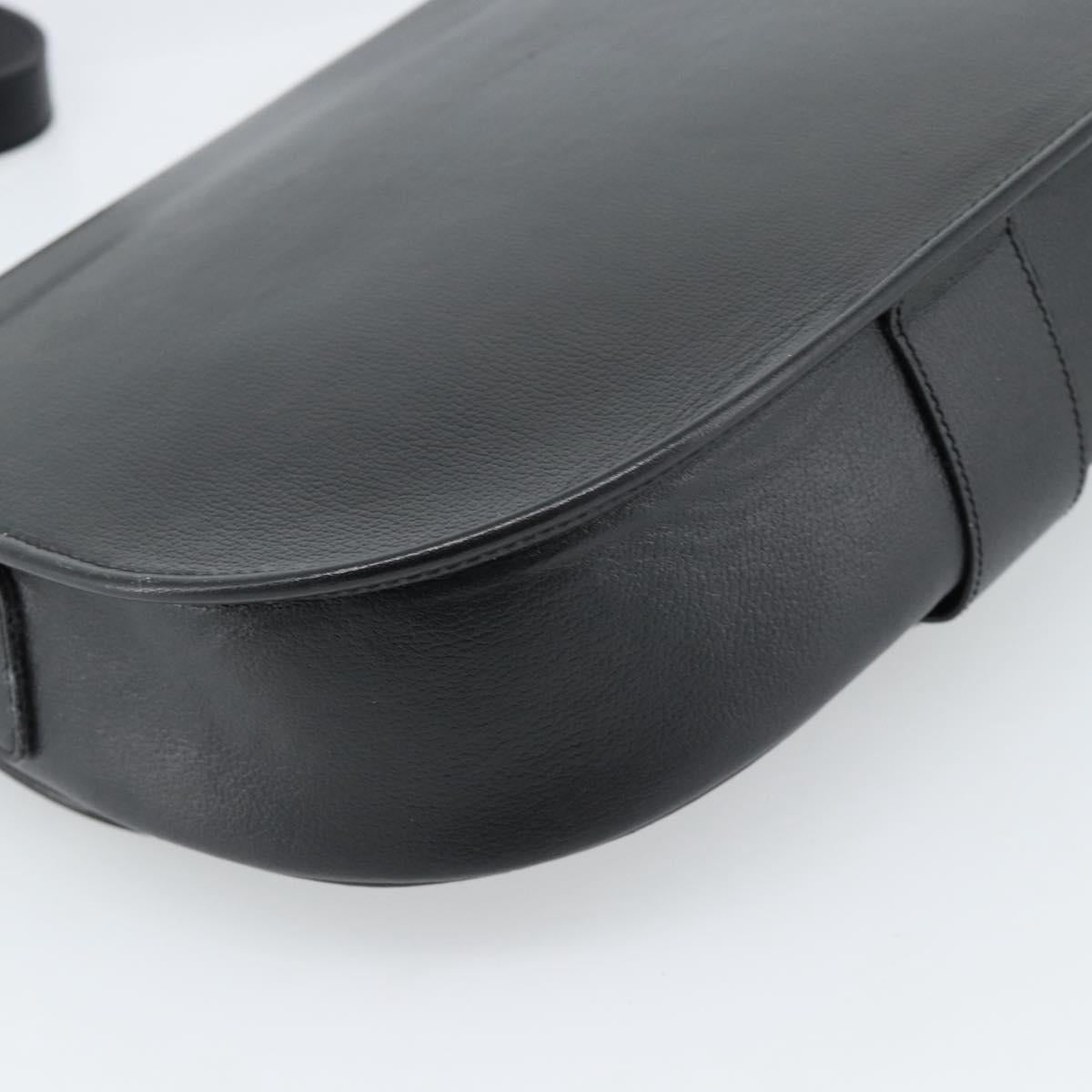 Christian Dior Shoulder Bag Leather Black Gold Auth 190880