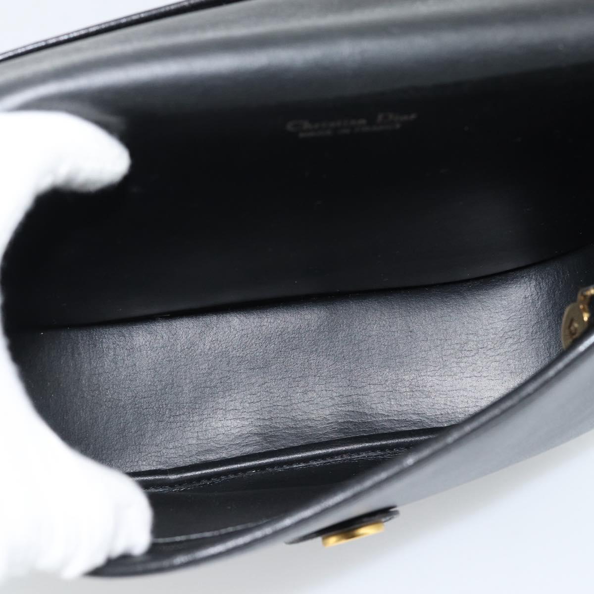 Christian Dior Shoulder Bag Leather Black Gold Auth 190880