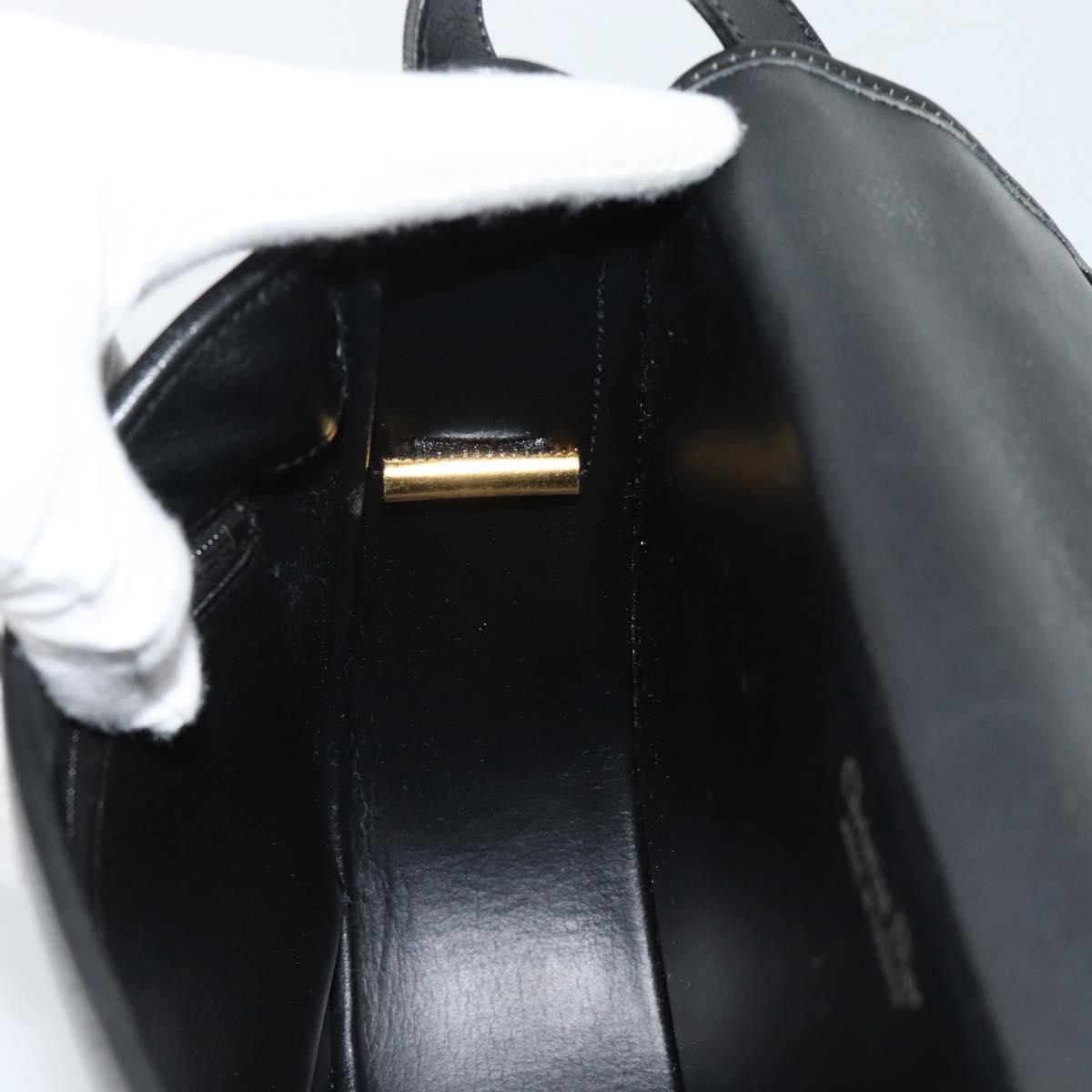 Christian Dior Shoulder Bag Leather Black Gold Auth 190880