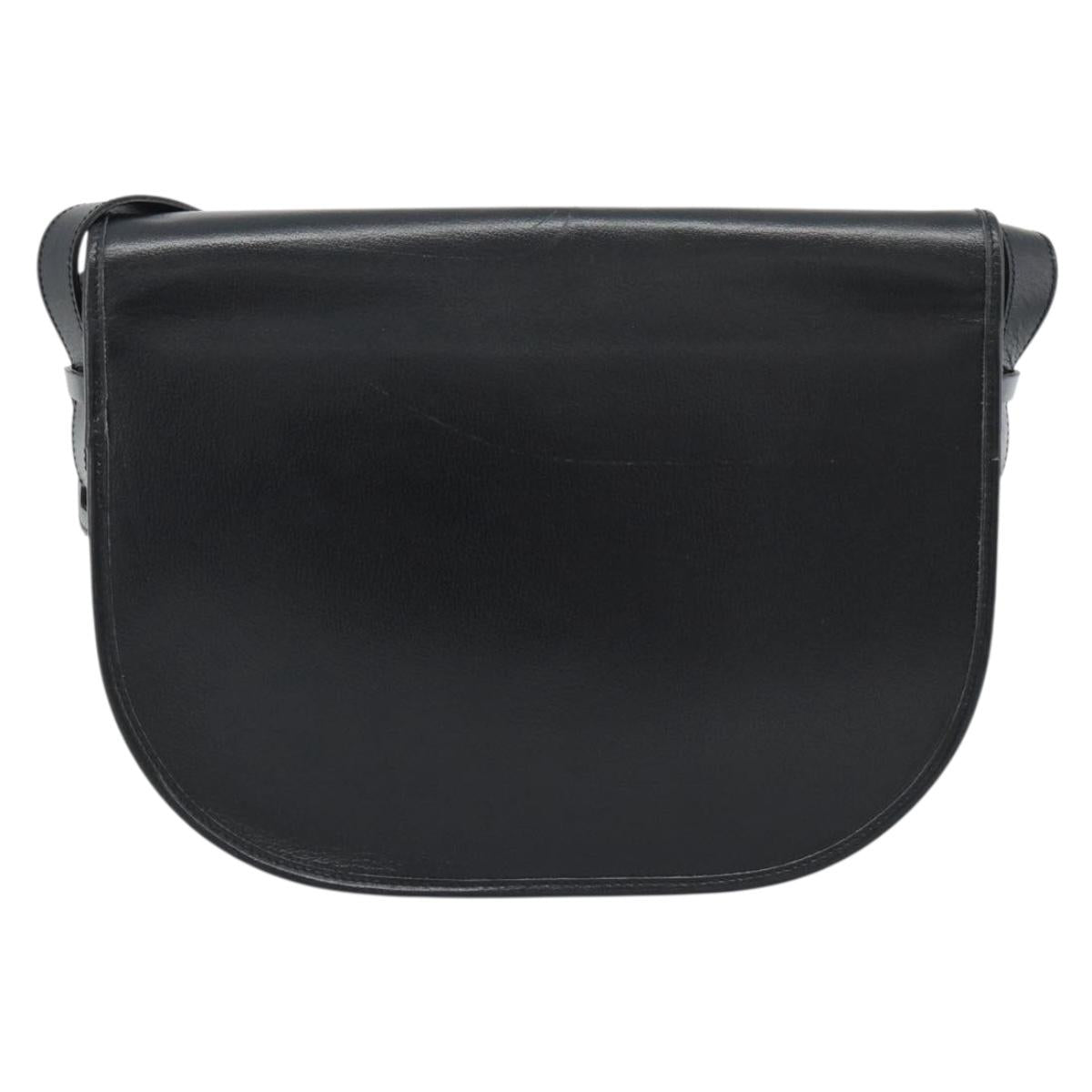 Christian Dior Shoulder Bag Leather Black Gold Auth 190880