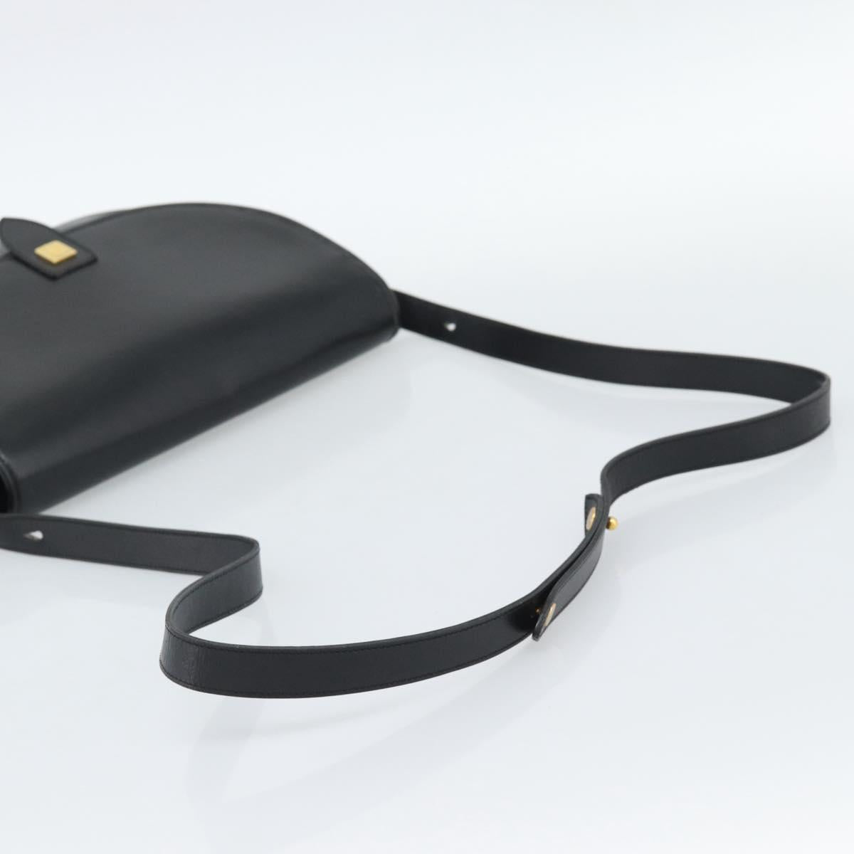 Christian Dior Shoulder Bag Leather Black Gold Auth 190880