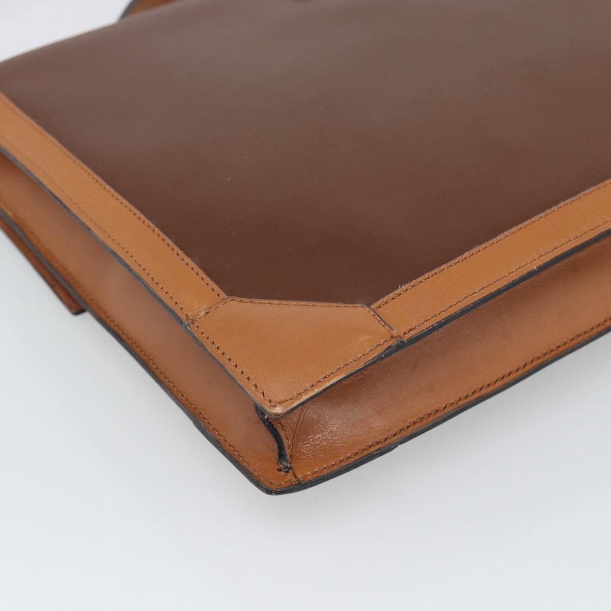 CELINE Hand Bag Leather 2way Brown Gold Auth 190881