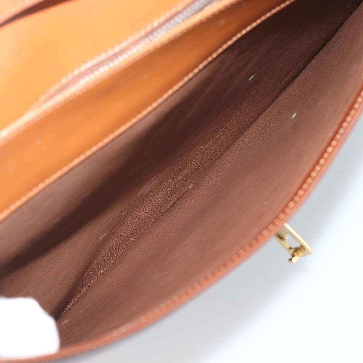 CELINE Hand Bag Leather 2way Brown Gold Auth 190881