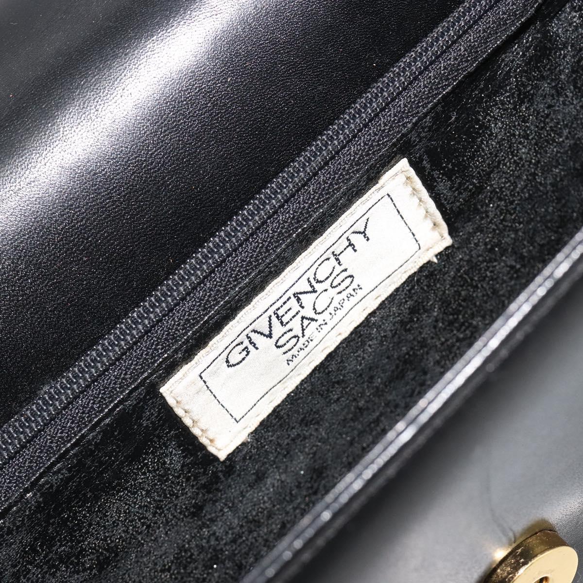 GIVENCHY Chain Shoulder Bag Leather Black Gold Auth 190882