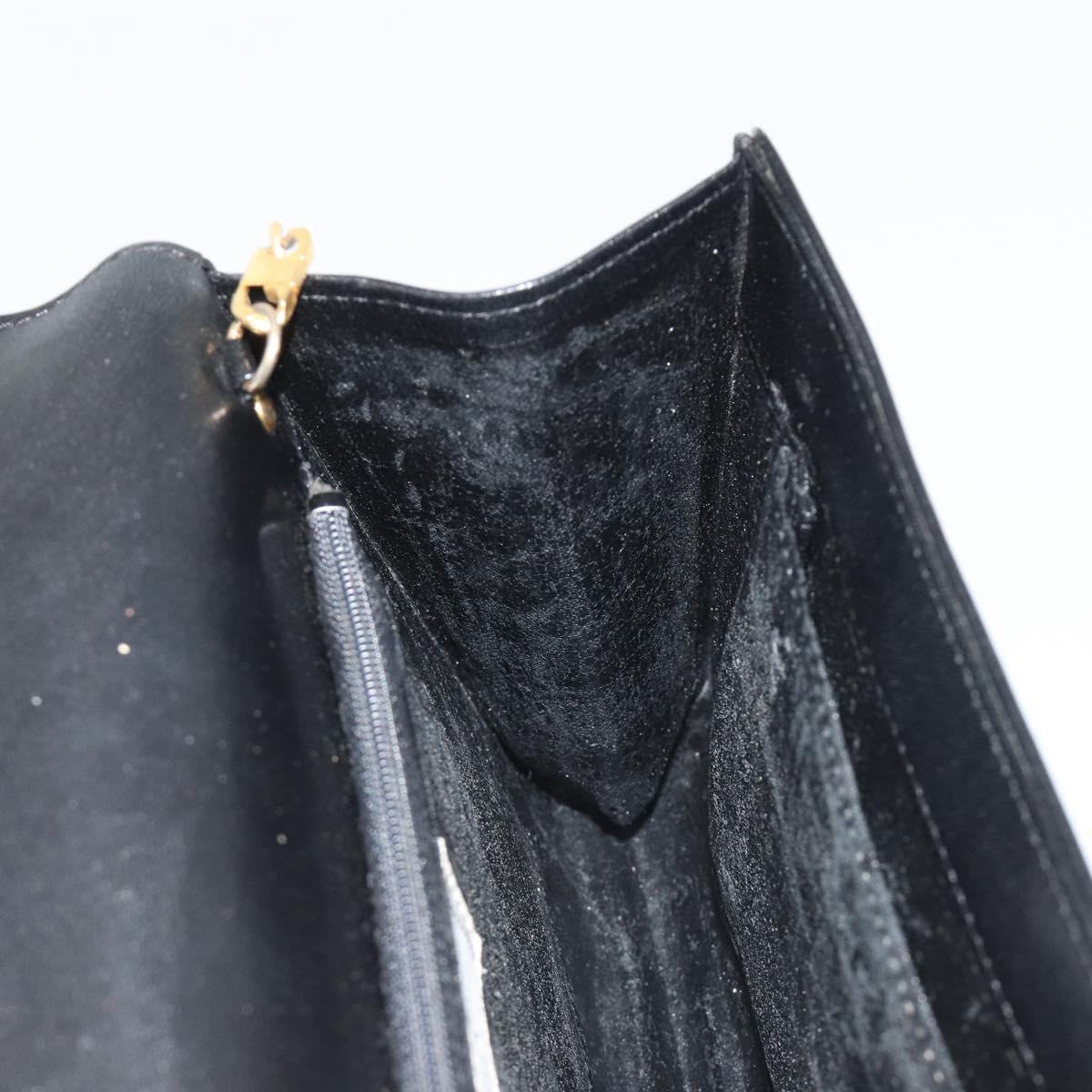 GIVENCHY Chain Shoulder Bag Leather Black Gold Auth 190882