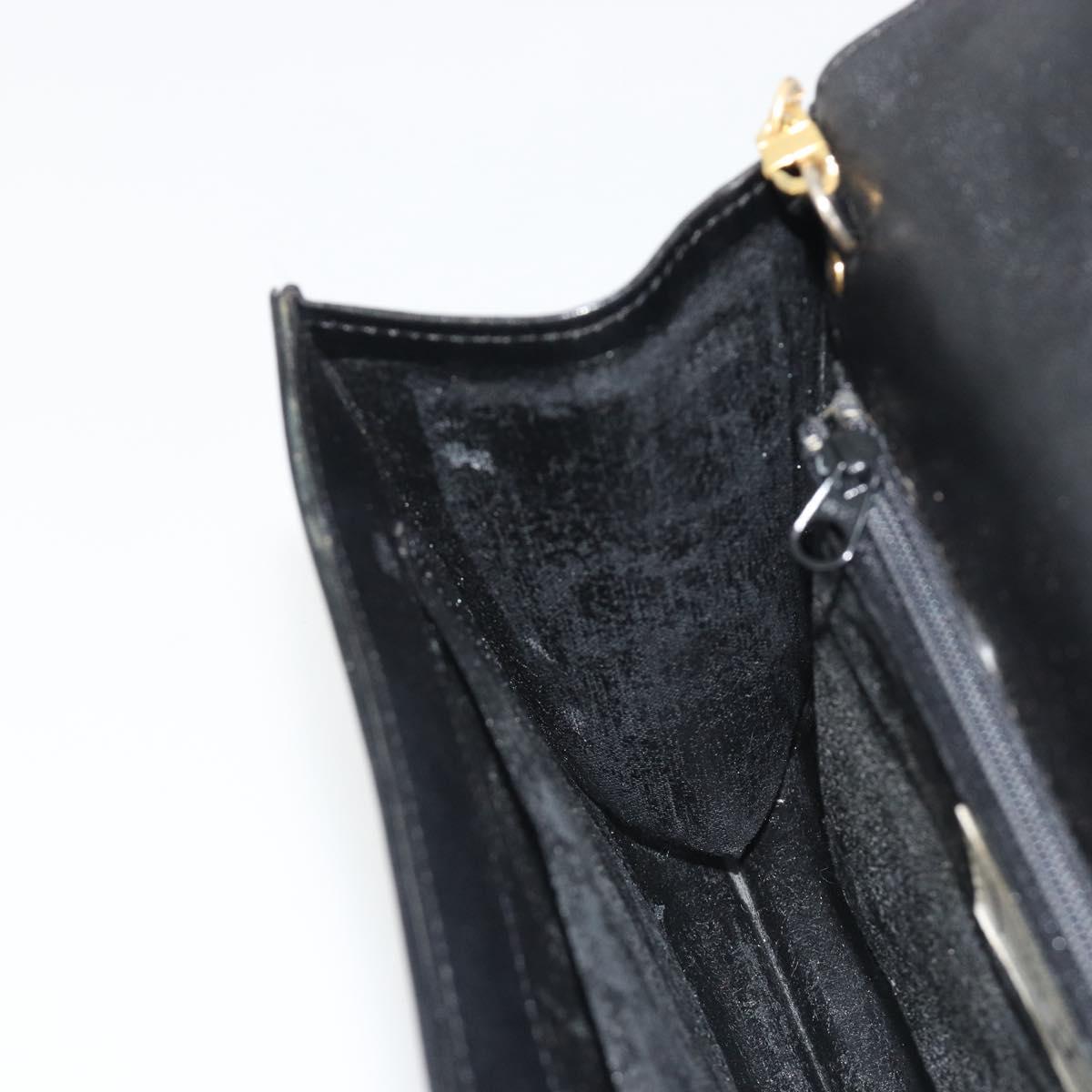 GIVENCHY Chain Shoulder Bag Leather Black Gold Auth 190882