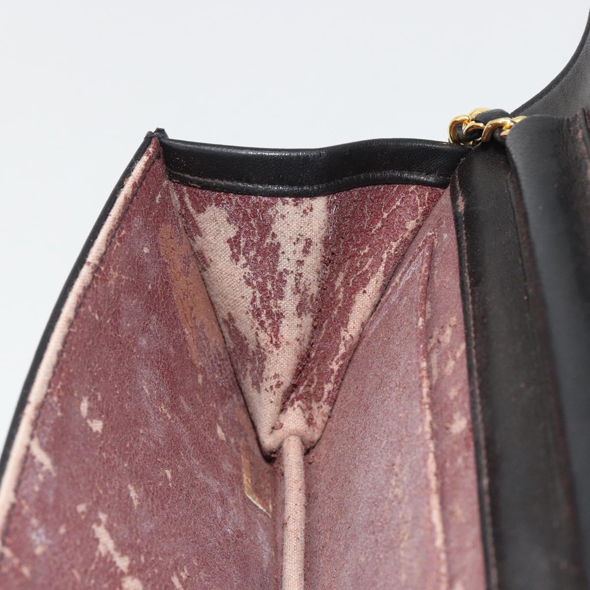 CHANEL Matelasse Chain Shoulder Bag Lamb Skin Black Gold CC Auth 190883