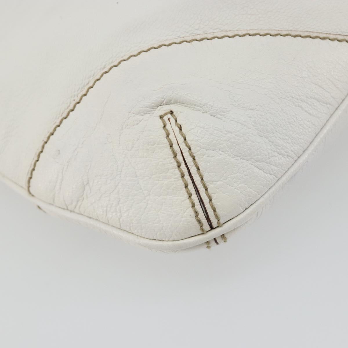 GUCCI Sherry Line Chain Bag Leather White Gold 153011 491404 Auth 190887A