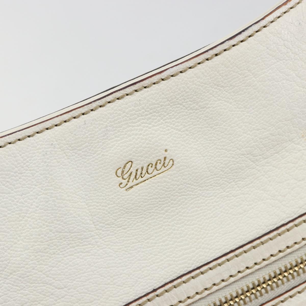 GUCCI Sherry Line Chain Bag Leather White Gold 153011 491404 Auth 190887A