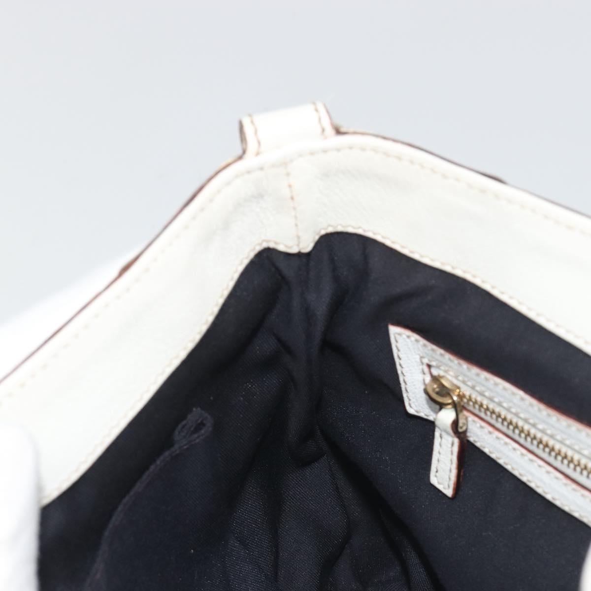 GUCCI Sherry Line Chain Bag Leather White Gold 153011 491404 Auth 190887A