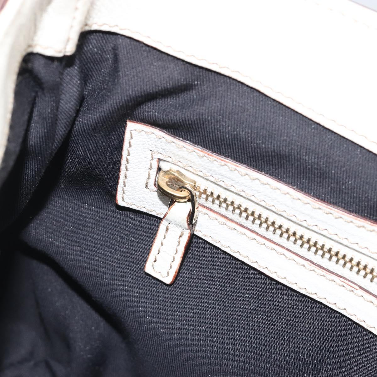 GUCCI Sherry Line Chain Bag Leather White Gold 153011 491404 Auth 190887A
