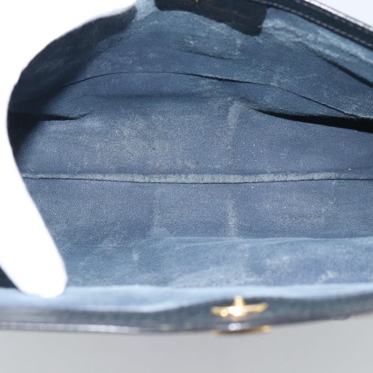GUCCI GG Supreme Sherry Line Clutch Bag PVC Navy Gold Auth 190891
