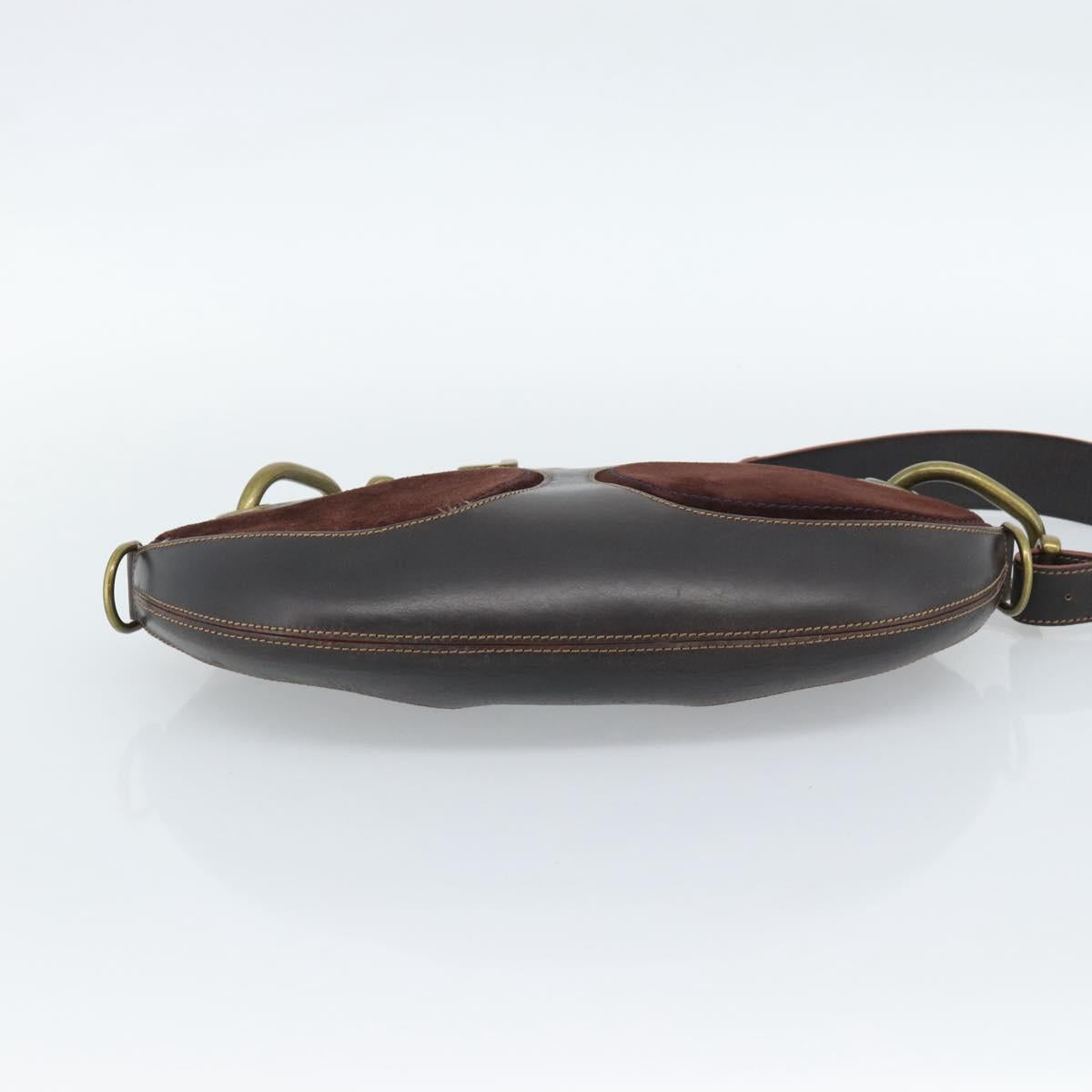 LOEWE Shoulder Bag Suede Leather Brown Gold Auth 190892