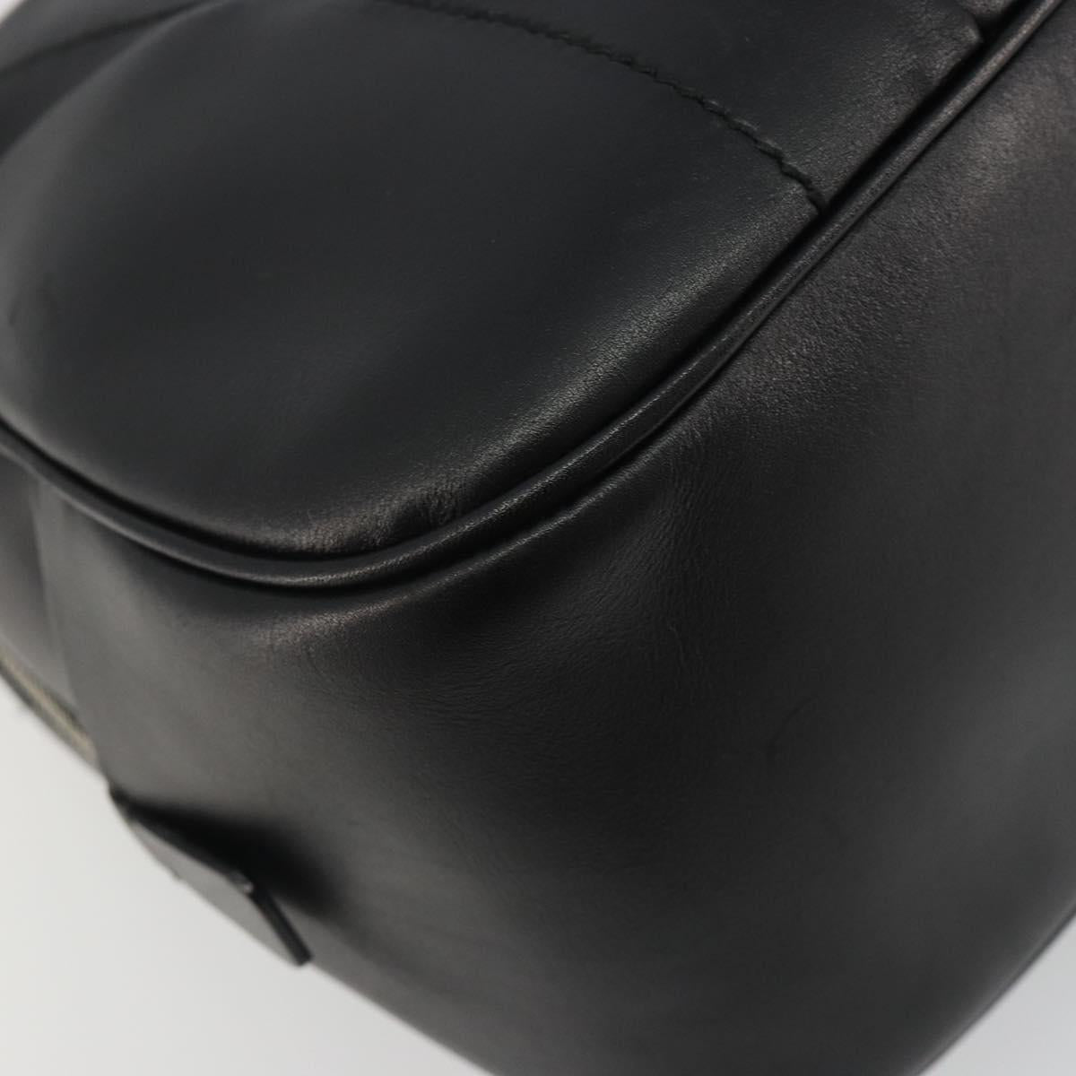 PRADA Bowling ag Hand Bag Leather Black Silver Auth 190893A