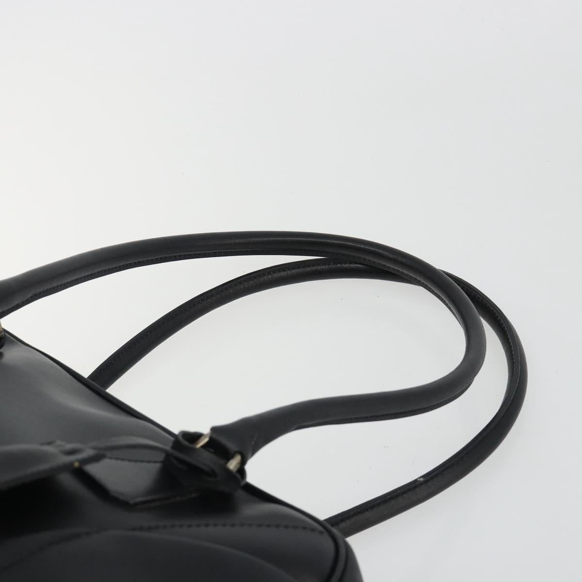 PRADA Bowling ag Hand Bag Leather Black Silver Auth 190893A