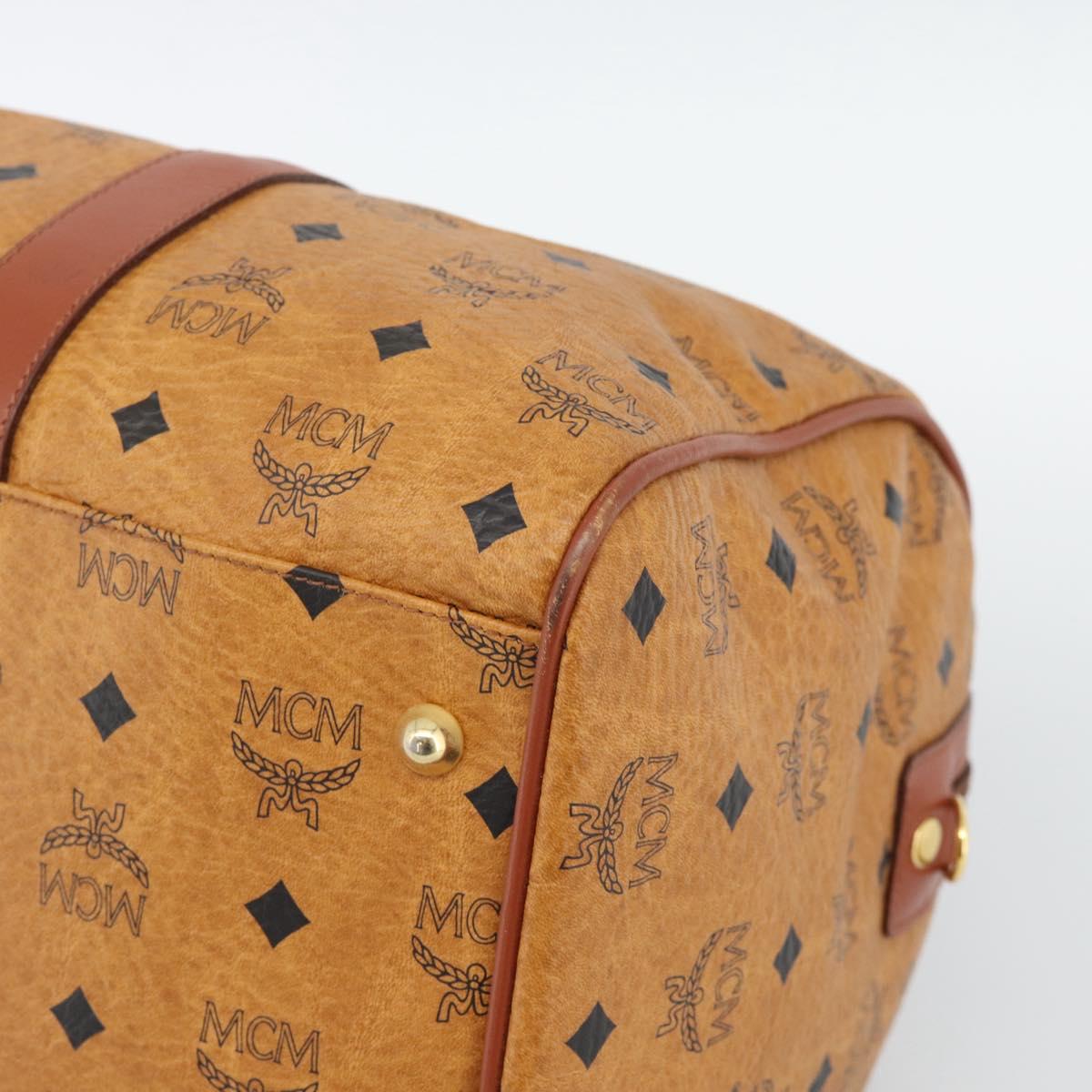 MCM Vicetos Logogram Mini Boston Bag PVC Leather 2way Brown Gold Auth 190895