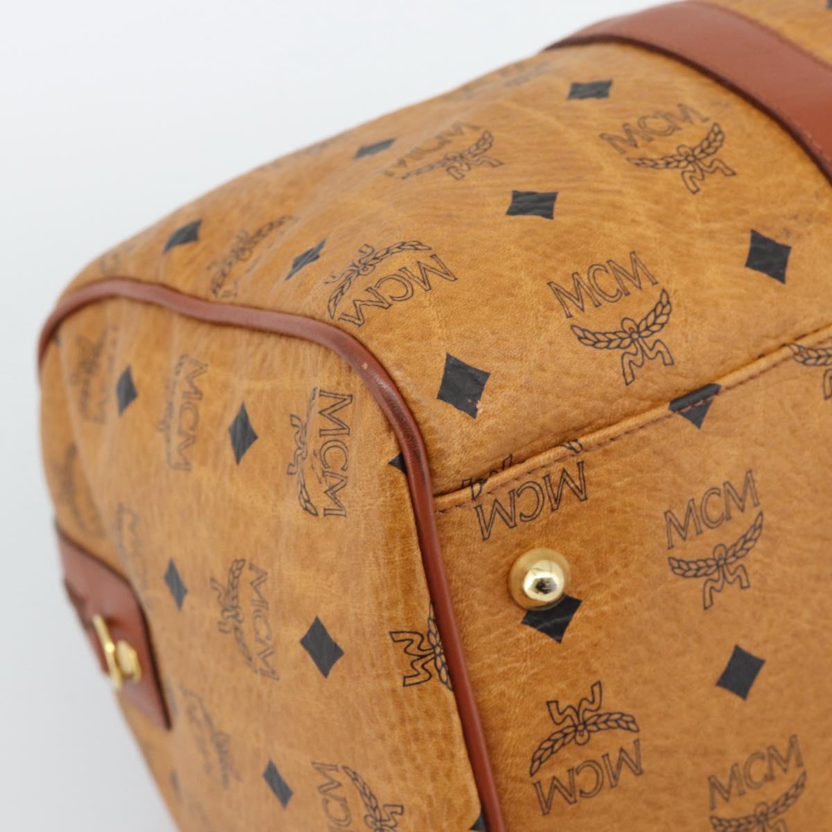 MCM Vicetos Logogram Mini Boston Bag PVC Leather 2way Brown Gold Auth 190895