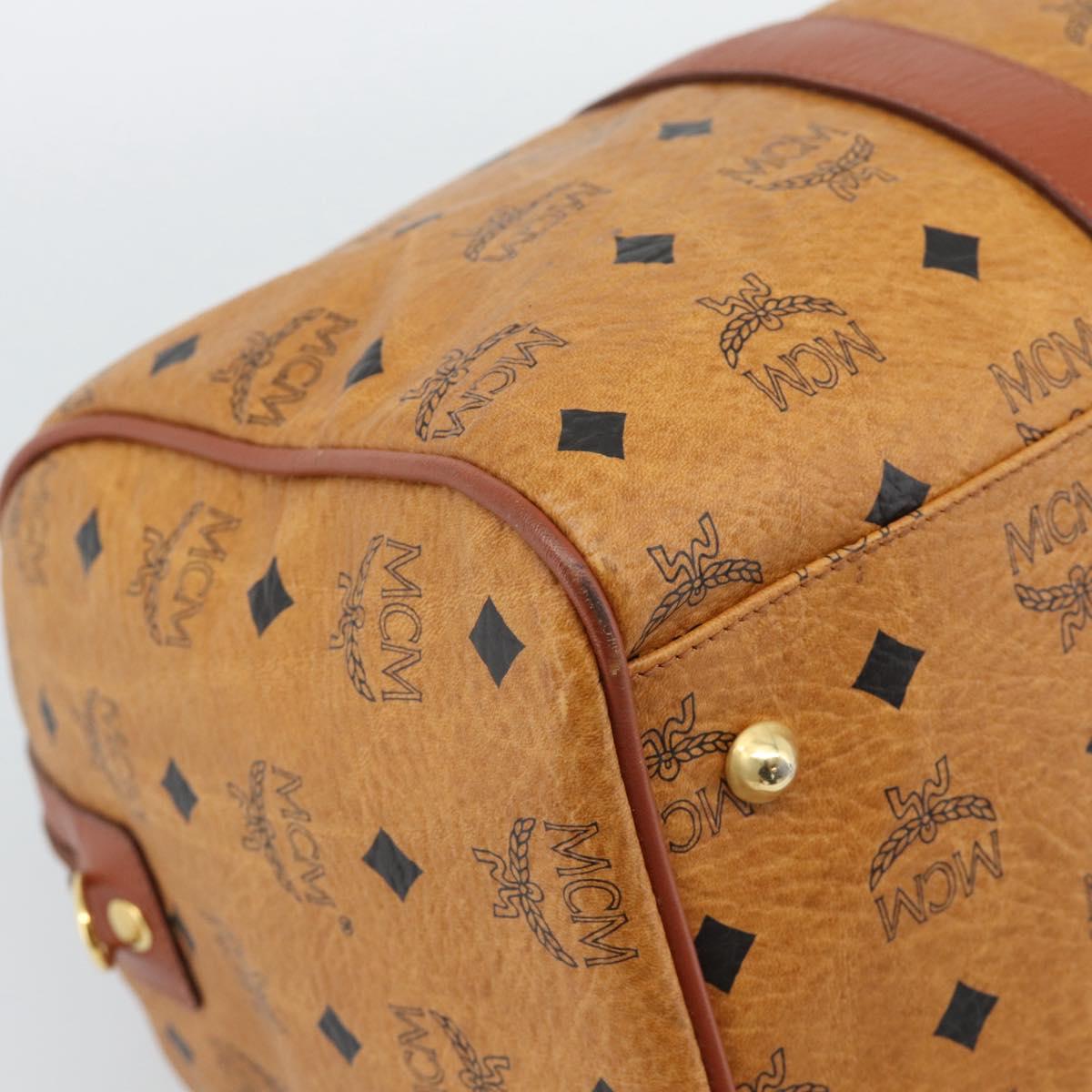 MCM Vicetos Logogram Mini Boston Bag PVC Leather 2way Brown Gold Auth 190895