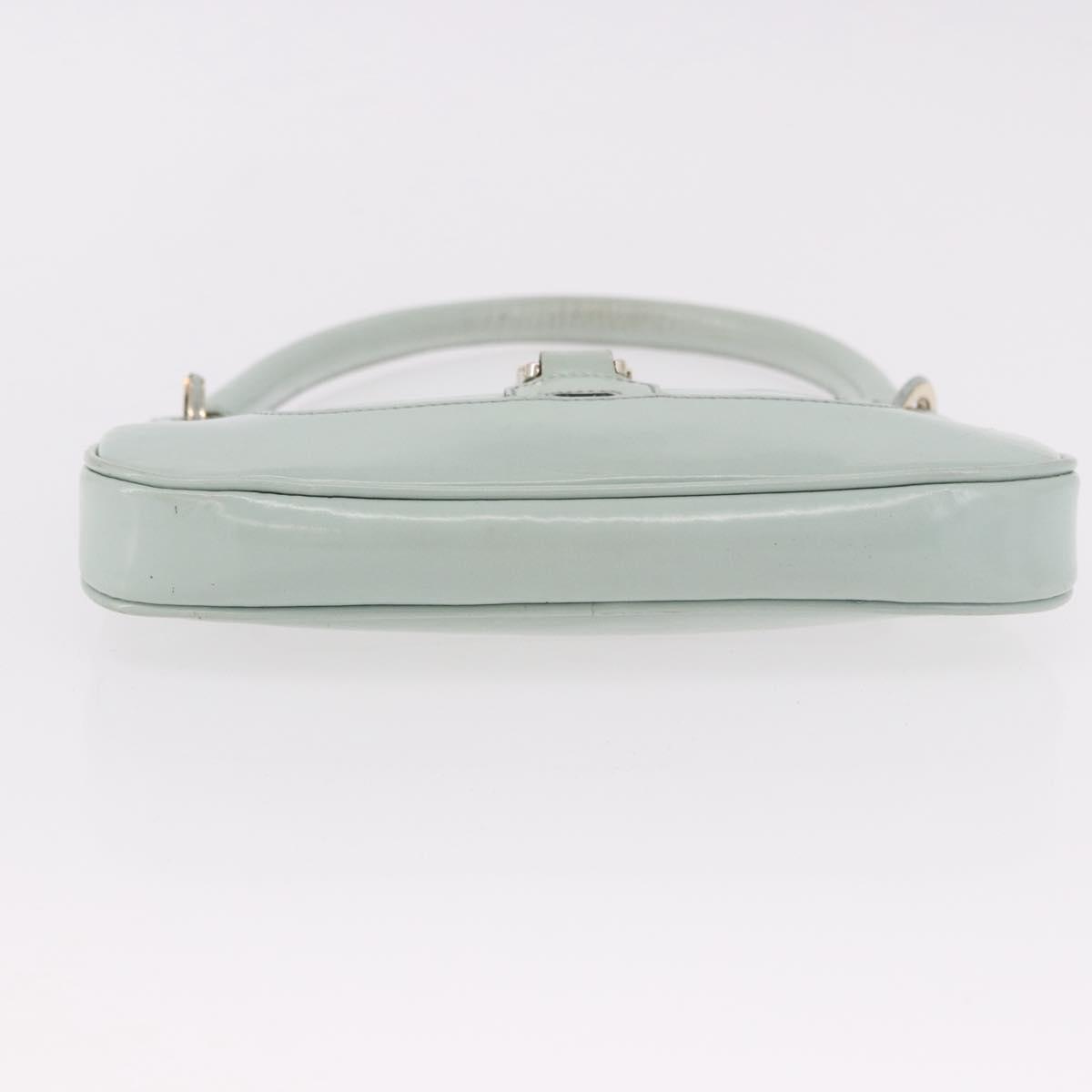 GUCCI Hand Bag Patent Leather Turquoise Blue Silver 005 0817 Auth 190897