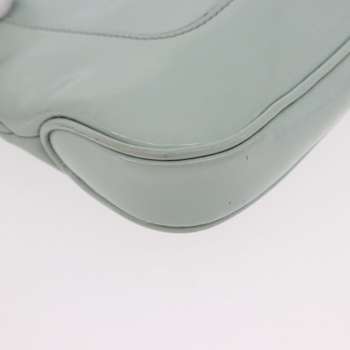 GUCCI Hand Bag Patent Leather Turquoise Blue Silver 005 0817 Auth 190897